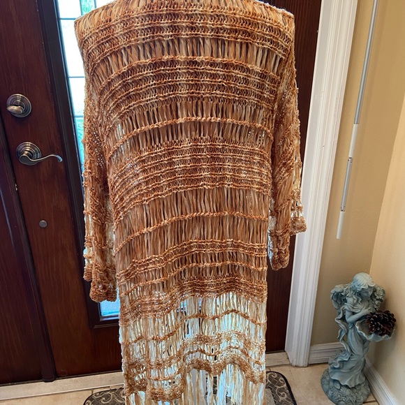 Romans open cardigan Carmel/off White duster size 14/16 - Picture 9 of 11